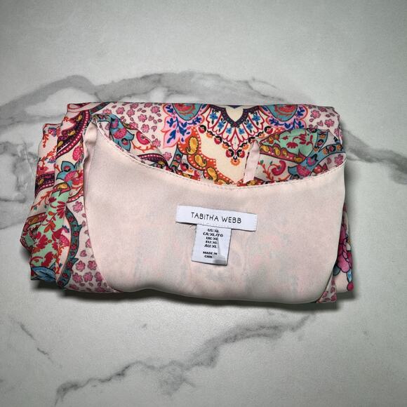 TABITHA WEBB Womens Pink Floral Print Sleeveless Flowy Top V Neck XL Blouse NEW - Picture 9 of 9